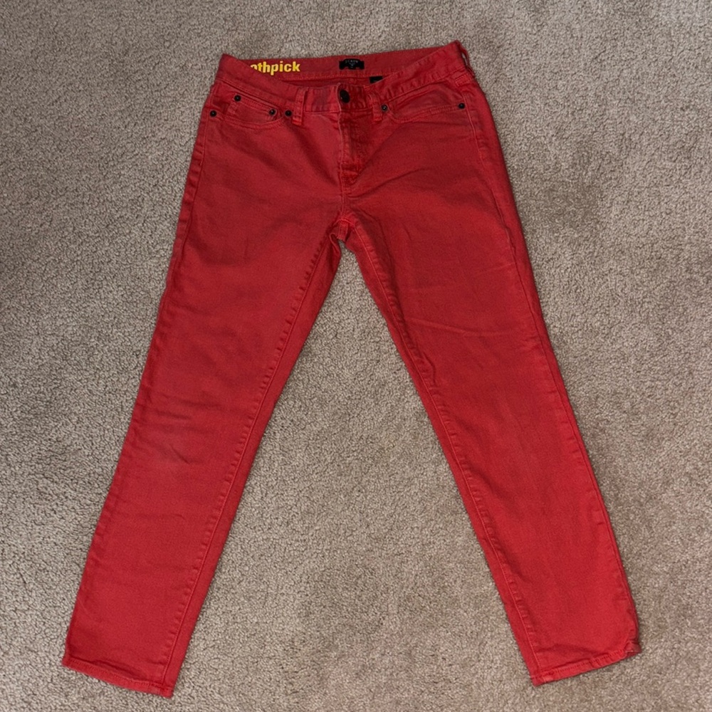J Crew Orange TOOTHPICK Stretch Capris Pants Jeans 28